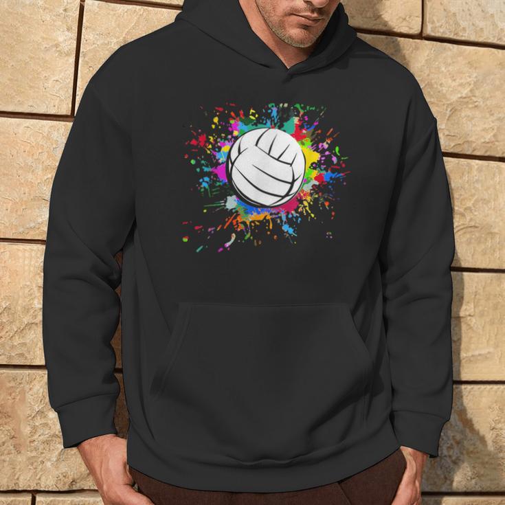 Cuteolleyball Ball Watercolor Colorful Paint Splash Kapuzenpullover Lebensstil