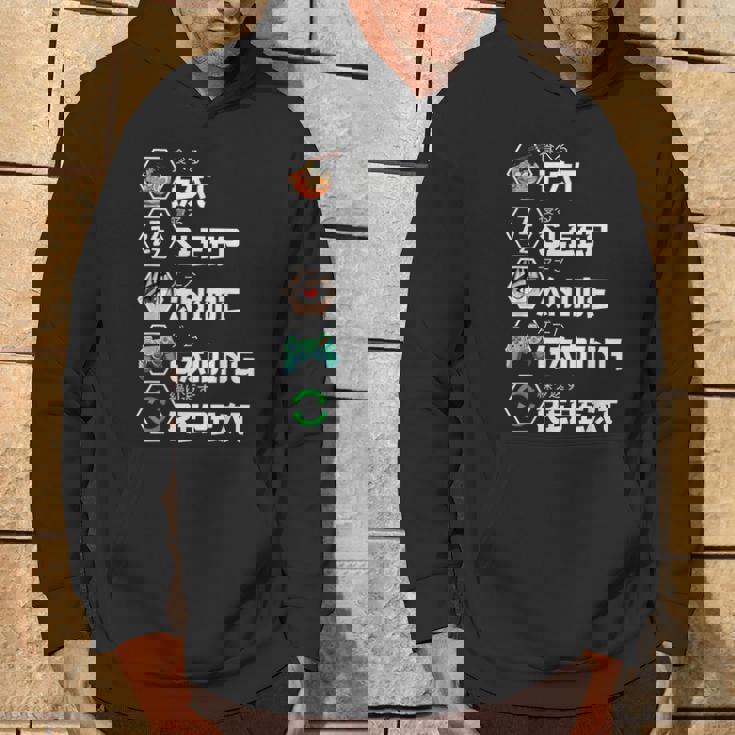 Eat Sleep Anime Gaming Repeat Sudadera Estilo de vida
