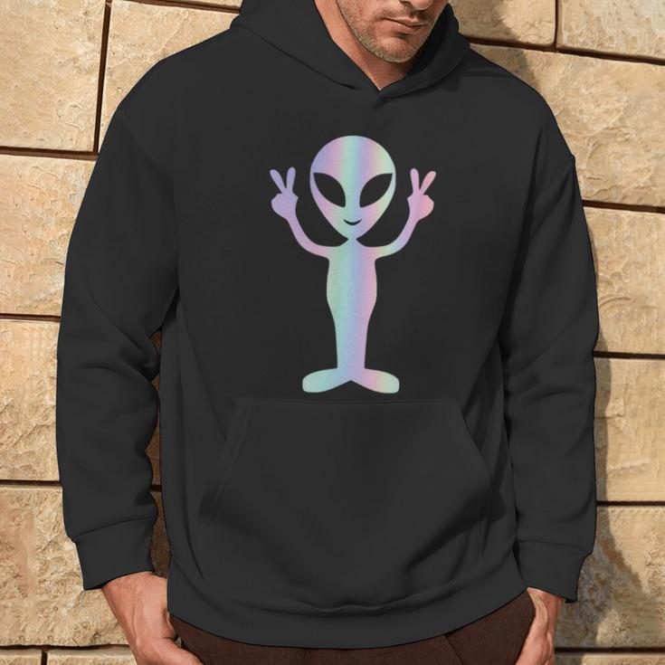 Alien Peace Sign Smiling Face Rave Music Trippy Kapuzenpullover Lebensstil