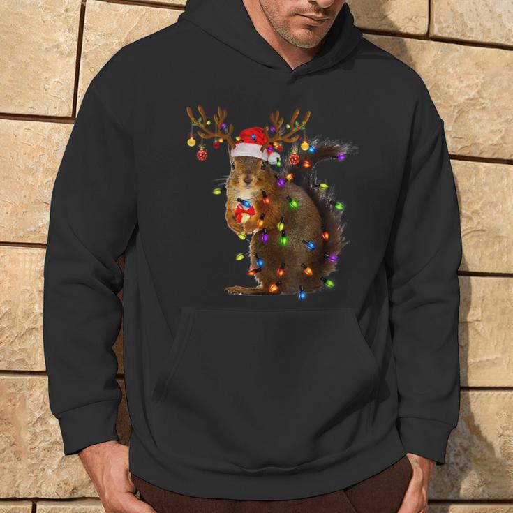 Squirrel Christmas Tree Lights Reindeer Christmas Kapuzenpullover Lebensstil