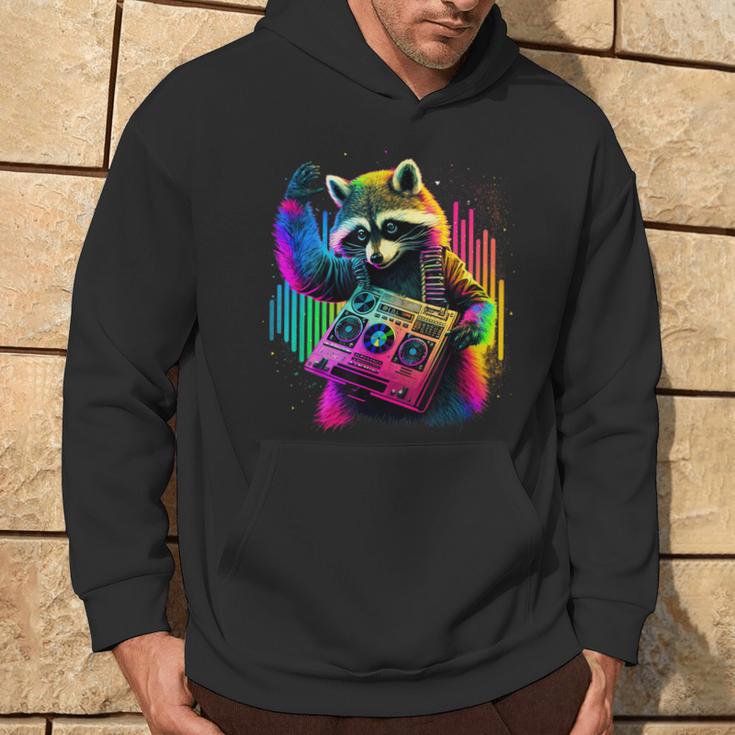 Future Raccoon Dj Retro Party Dj Badger Synthwave Kapuzenpullover Lebensstil