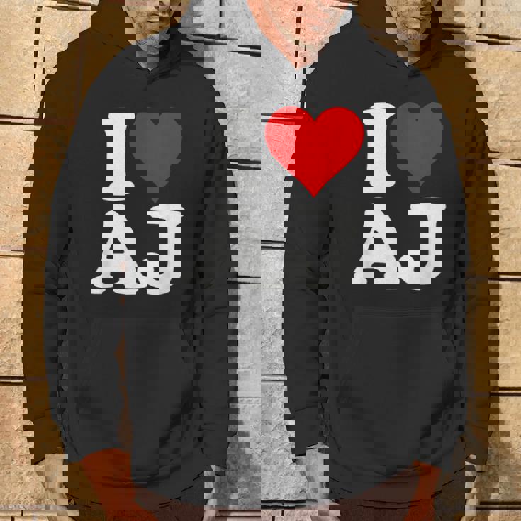 I Love Heart Aj AJ A J Initals Monograma Nombre Nombre Sudadera Estilo de vida