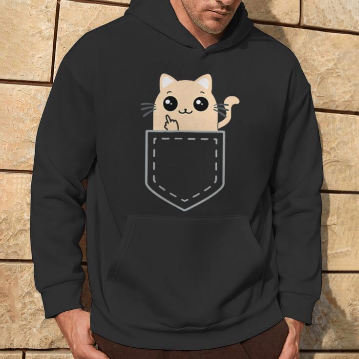 Lustige Katze Mittelfinger Stinkefinger Cat Kawaii Kapuzenpullover Lebensstil