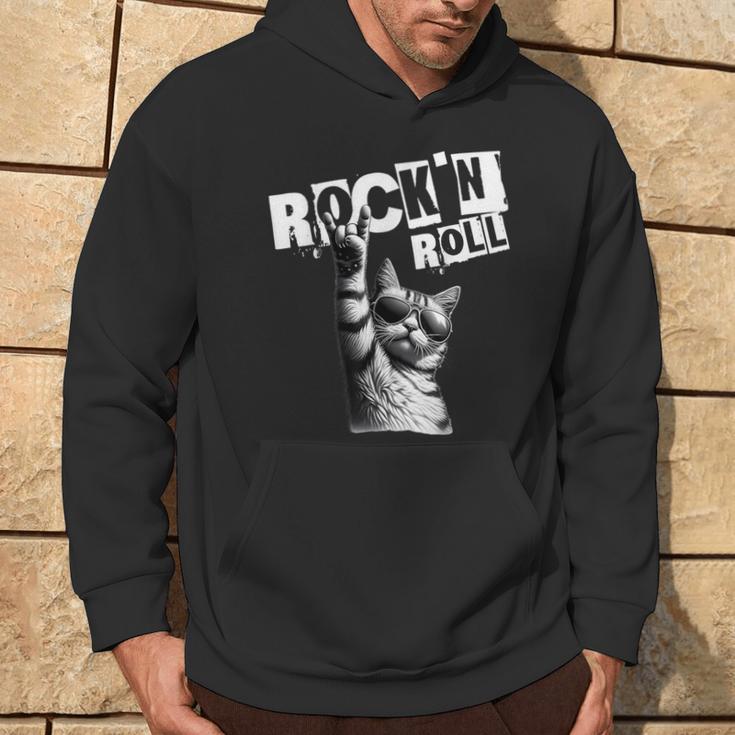 Lustiges Musik Festival Rock Katze Rock N Roll Kapuzenpullover Lebensstil