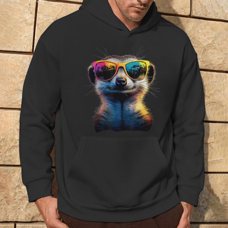 Meerkat With Sunglasses Colourful Popart Cute Meerkat Kapuzenpullover Lebensstil