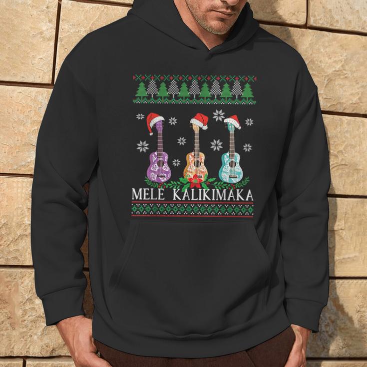 Mele Kalikimaka Hawaiian Christmas Ukulele Ugly Kapuzenpullover Lebensstil