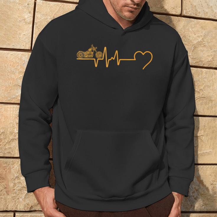 Motorcycle Heartbeat Biker Ecg Line Frequency Motorcyclist Kapuzenpullover Lebensstil