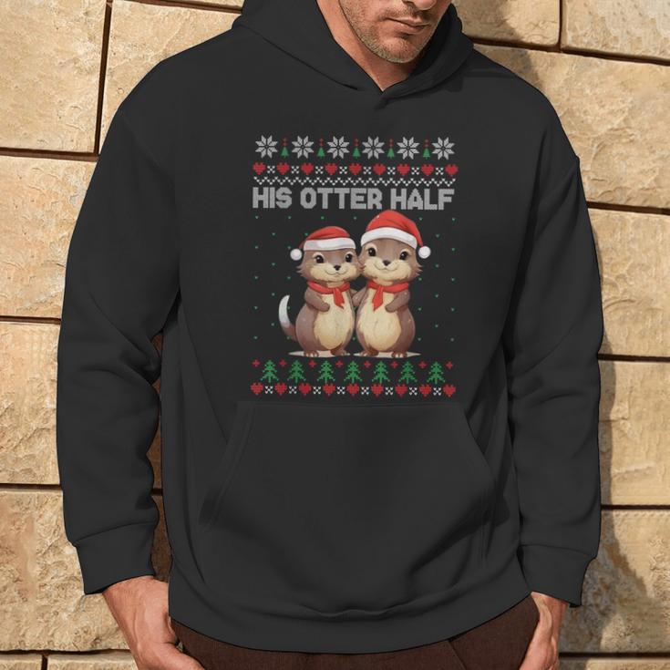 Her Otter Half His Otter Half Christmas Ugly Sweater Couple Kapuzenpullover Lebensstil