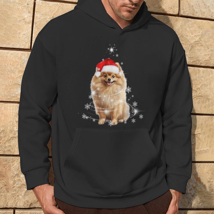 Pomeranian Christmas Tree Santa Hat Lights Jumper Kapuzenpullover Lebensstil