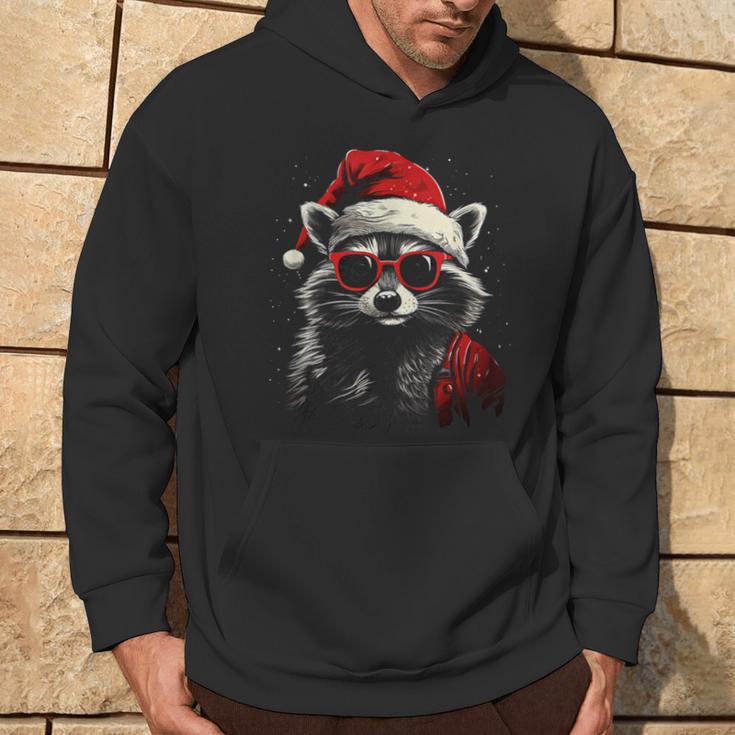 Raccoon With Christmas Hat Christmas Kapuzenpullover Lebensstil