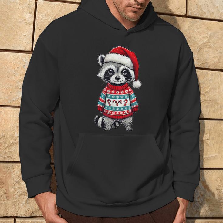 Raccoon Ugly Sweater Santa Hat Christmas Kapuzenpullover Lebensstil