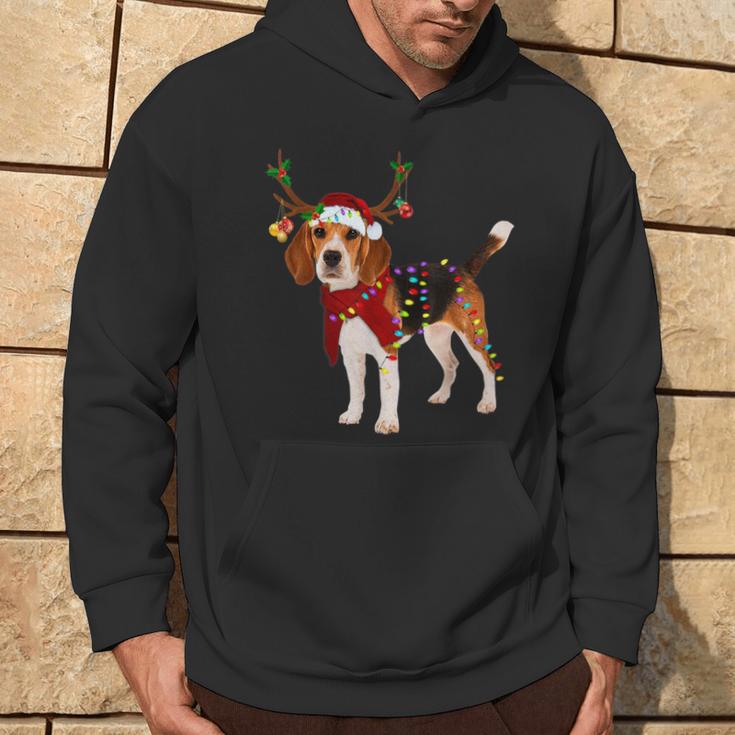 Santa Claus Beagle Reindeer Light Christmas Kapuzenpullover Lebensstil