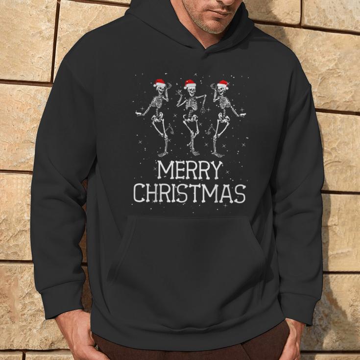 Skeletons Dance With Christmas Hats Merry Christmas Skeleton Kapuzenpullover Lebensstil