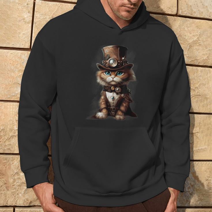 Steam Punk Portrait Cat Kitten Steampunk Sci-Fi Character Kapuzenpullover Lebensstil