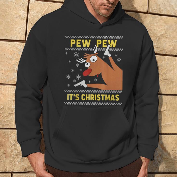 Ugly Christmas Sweater Pew Pew Crazy Reindeer Xmas Kapuzenpullover Lebensstil