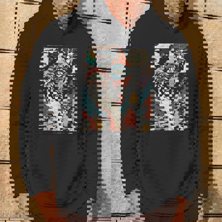 Vintage Abstracto Cuadros Surrealista Arte Ojos Pirámide Sudadera Estilo de vida