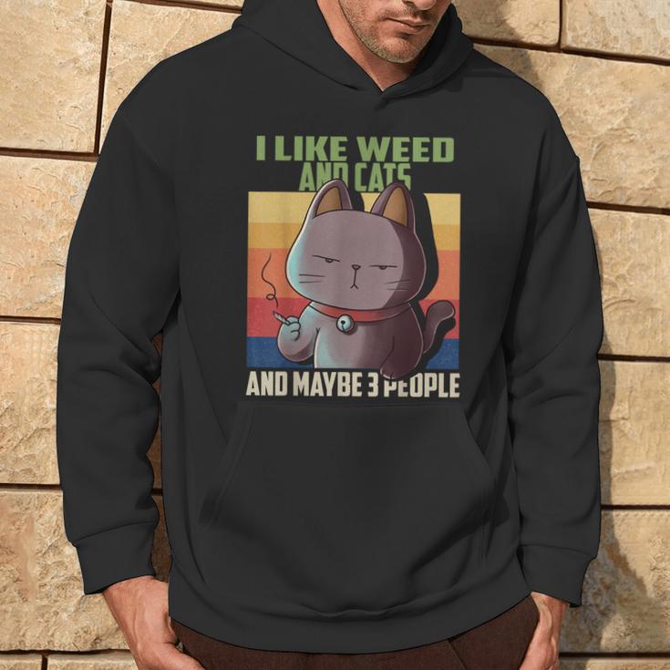 I Like Weed Cats And Maybe 3 People Cat Cannabis Grass Kapuzenpullover Lebensstil