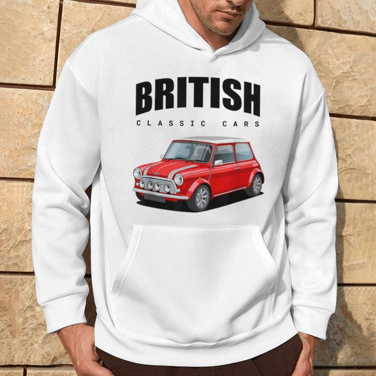 British Classic Car Red Mini Sports Car Gray Kapuzenpullover Lebensstil