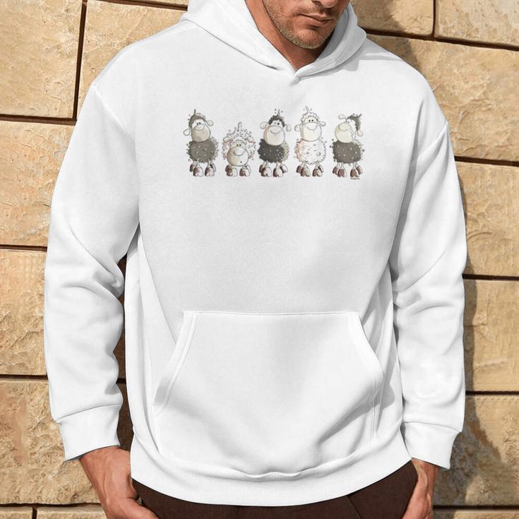 Five Wool Sheep I Sheep With Comic Sheep Kapuzenpullover Lebensstil