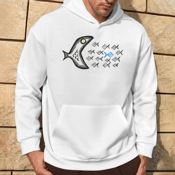 Smilo & Bron With Fish Motif Gray Kapuzenpullover Lebensstil