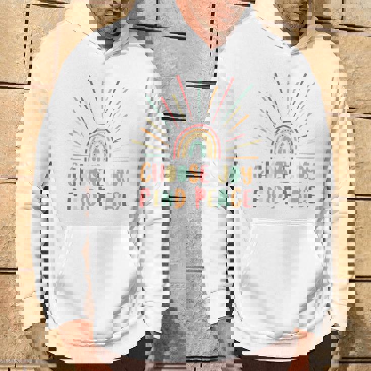 Vintage Choose Joy Find Peace Mensaje Positivo Manga Larga Sudadera Estilo de vida