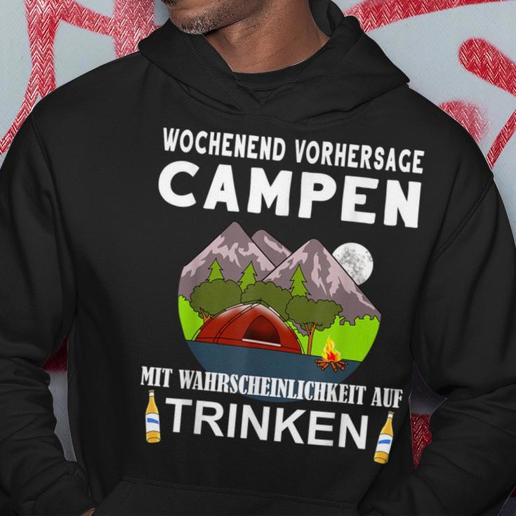 Camping Camping Weekend Forecast Drinking Alcohol Saufen Kapuzenpullover Lustige Geschenke