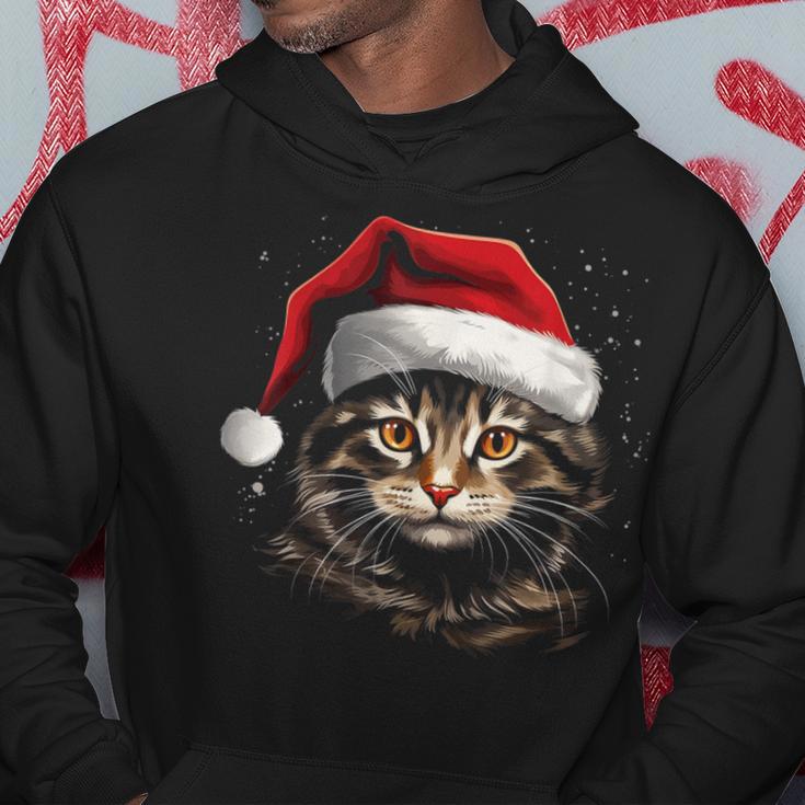 Cat With Christmas Hat Christmas Cat Santa Kapuzenpullover Lustige Geschenke