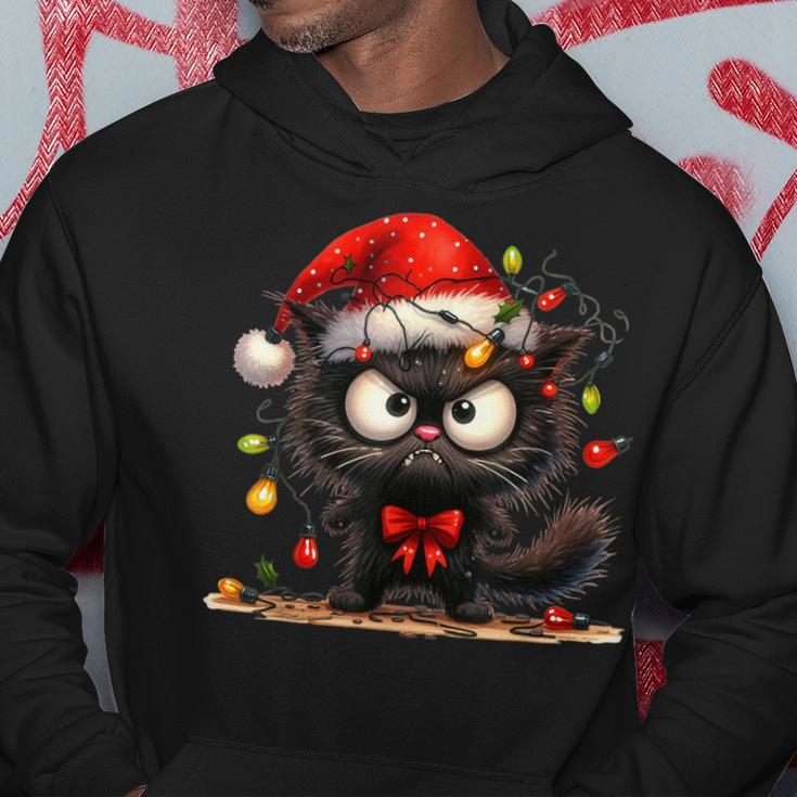 Christmas Grumpy Angry Cat Naughty Fairy Lights Kapuzenpullover Lustige Geschenke