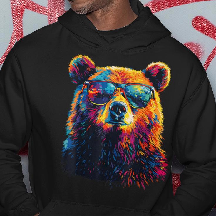 Cool Bear Portrait With Sunglasses Watercolour Bear Kapuzenpullover Lustige Geschenke