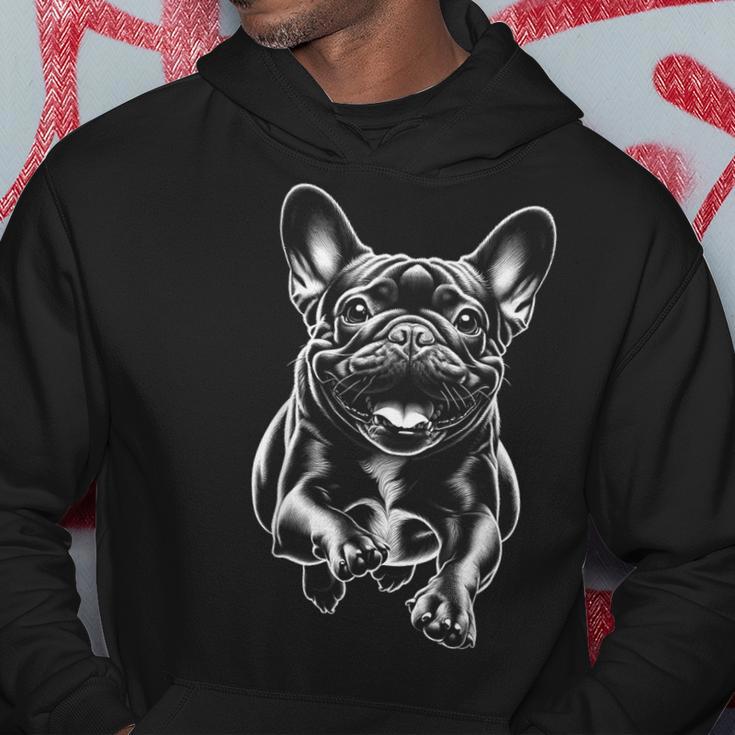 Cute French Bulldog In Run As Cool Portrait Kapuzenpullover Lustige Geschenke