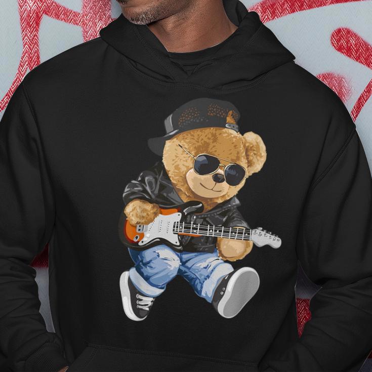 Cute Teddy Bear Playing Electric Guitar Kapuzenpullover Lustige Geschenke