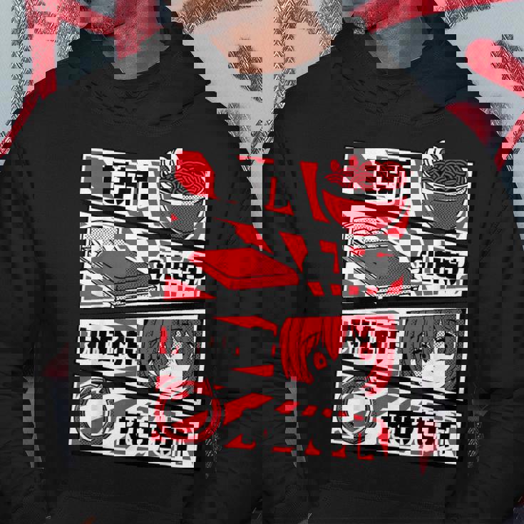 Eat Sleep Anime Repeat Kawaii Otaku Manga Japan Fan Kanji Sudadera Regalos divertidos