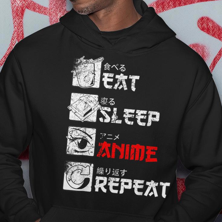 Eat Sleep Anime Repeat Manga Anime Manga Japan Outfit Kapuzenpullover Lustige Geschenke