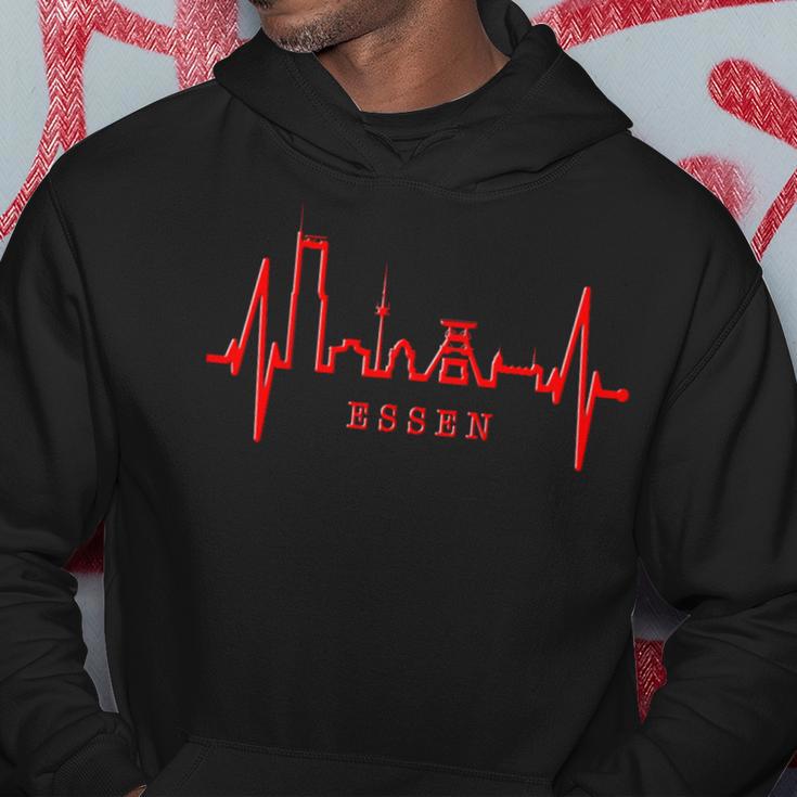 Essen Skyline Heartbeat Ruhrpott Fan Heart Love Essen Kapuzenpullover Lustige Geschenke