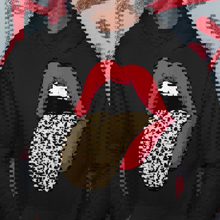 Estampado De Leopardo Labios Rojos Sexy Cheetah Leopard Print Labios Rojos Sudadera Regalos divertidos
