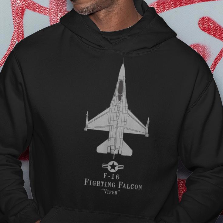 F-16 Fighting Falcon Tech Drawing Military Plane Kapuzenpullover Lustige Geschenke