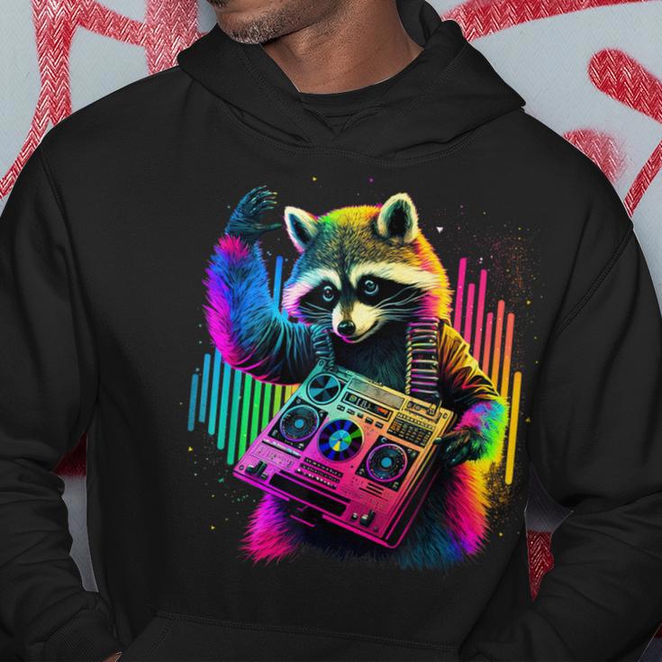 Future Raccoon Dj Retro Party Dj Badger Synthwave Kapuzenpullover Lustige Geschenke