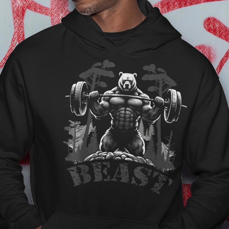 Gym Bodybuilding Fitness Workout Beast Bear With Dumbbell Kapuzenpullover Lustige Geschenke