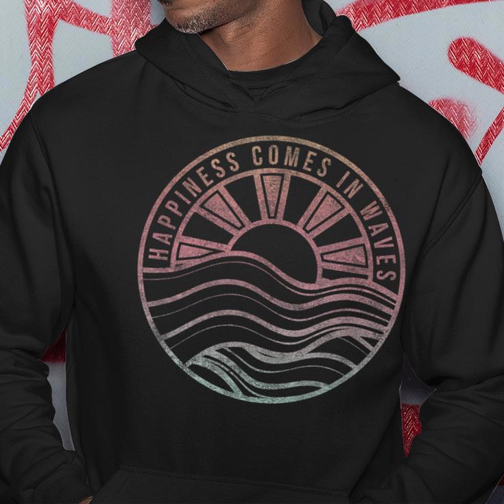 Happiness Comes In Waves Sunset Beach Wave Gradient Kapuzenpullover Lustige Geschenke