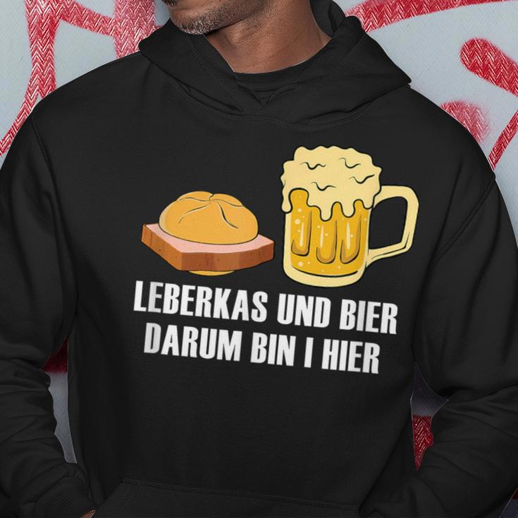 Leberkas Und Bier Darum Bin I Hier Leberkäse Sauf Slogan Kapuzenpullover Lustige Geschenke