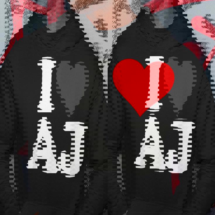 I Love Heart Aj AJ A J Initals Monograma Nombre Nombre Sudadera Regalos divertidos
