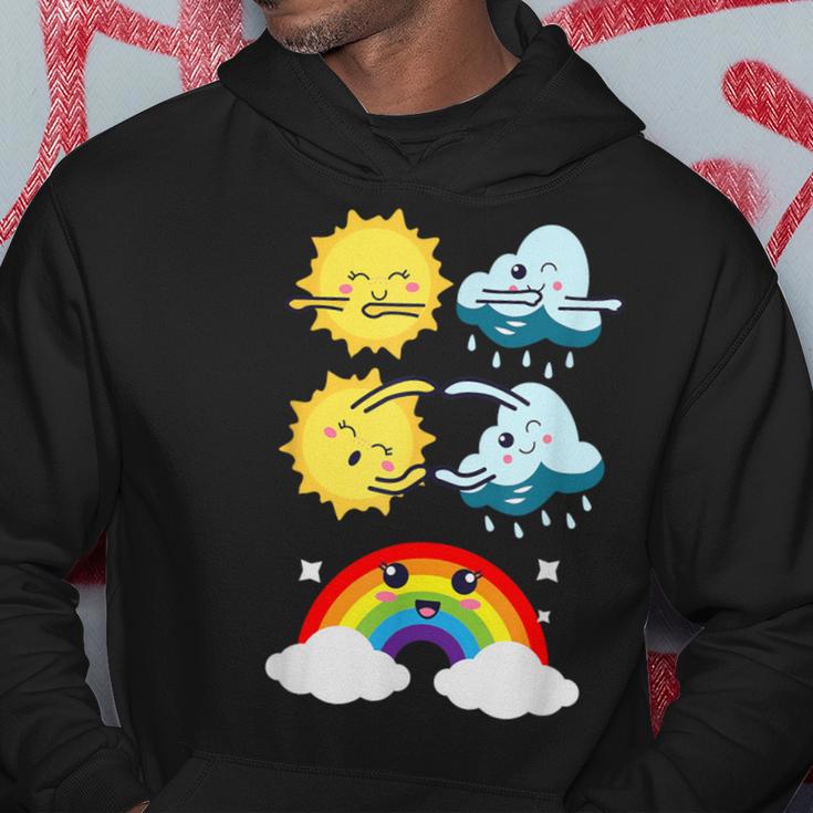 Lustige Tanzende Sonne Wolke Regenbogen Natur Regen Sommer Kapuzenpullover Lustige Geschenke