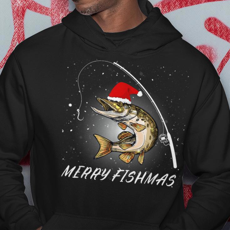 Merry Fishmas Fishing Zander Christmas Kapuzenpullover Lustige Geschenke