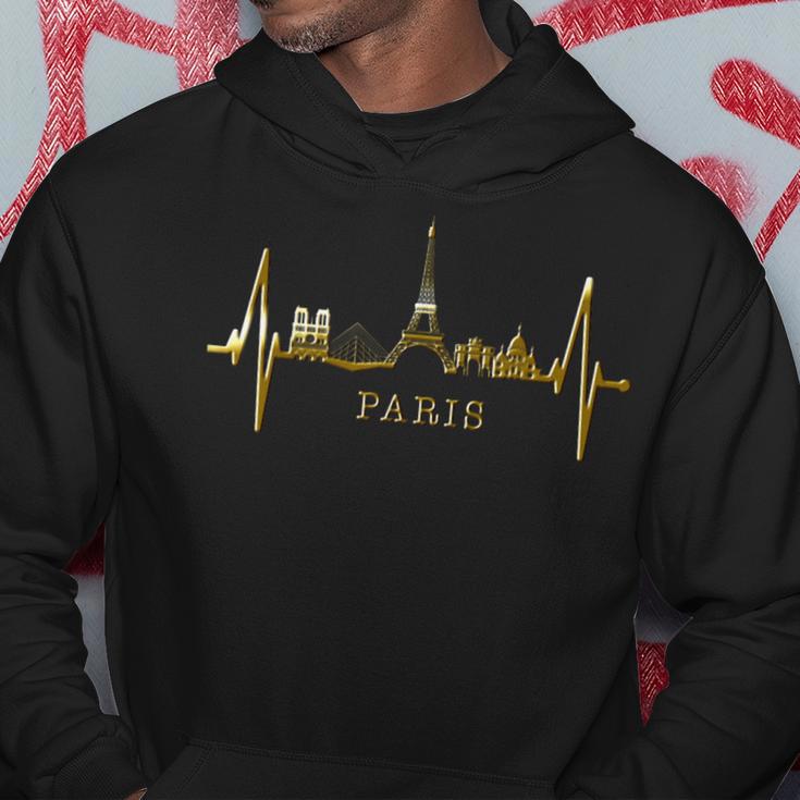 Paris Skyline Heartbeat I Love Eiffel Tower Love France Kapuzenpullover Lustige Geschenke