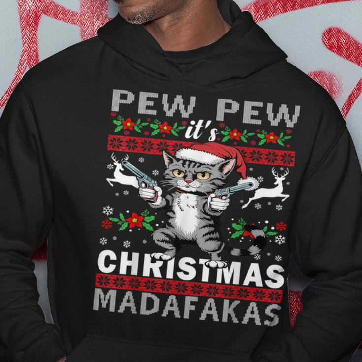 Pew Pew It's Christmas Madafakas Cat Santa Kapuzenpullover Lustige Geschenke