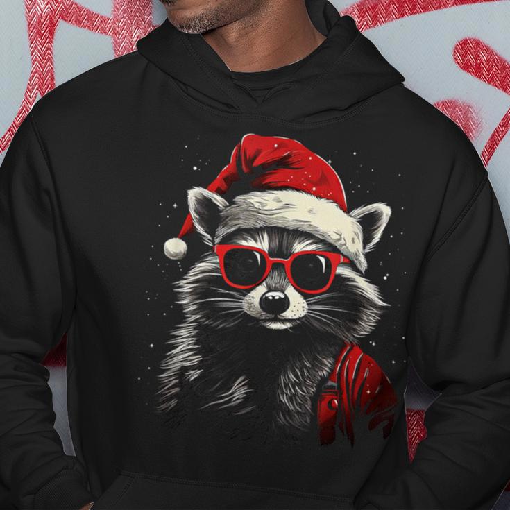 Raccoon With Christmas Hat Christmas Kapuzenpullover Lustige Geschenke