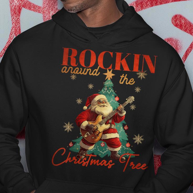 Rocking Around The Christmas Tree Santa Rock And Roll Guitar Kapuzenpullover Lustige Geschenke