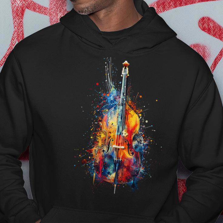 Upright Bass Instrument On Colourful Lacquered Double Bass Kapuzenpullover Lustige Geschenke