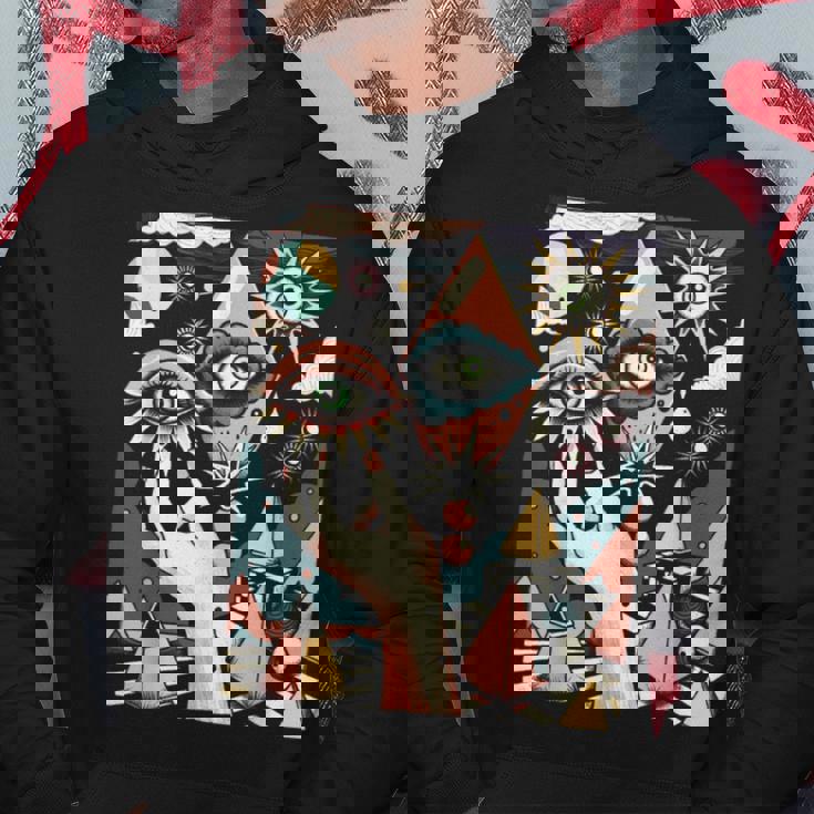 Vintage Abstracto Cuadros Surrealista Arte Ojos Pirámide Sudadera Regalos divertidos