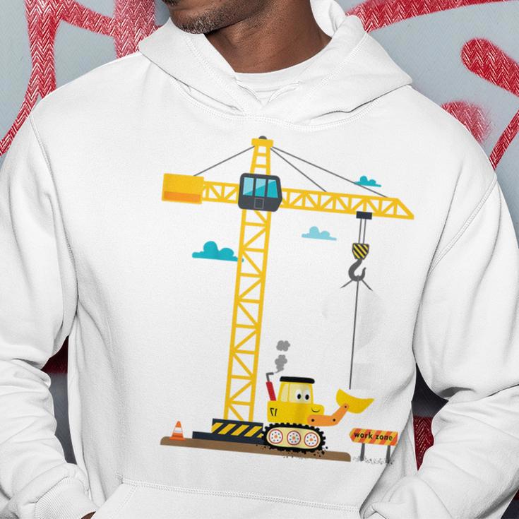 Children's 2Nd Birthday Boys With Crane And Digger Construction Site Kapuzenpullover Lustige Geschenke